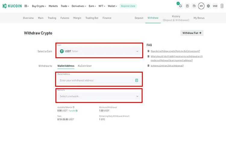 آموزش پلتفرم تبادل کوکوین برداشت از حساب