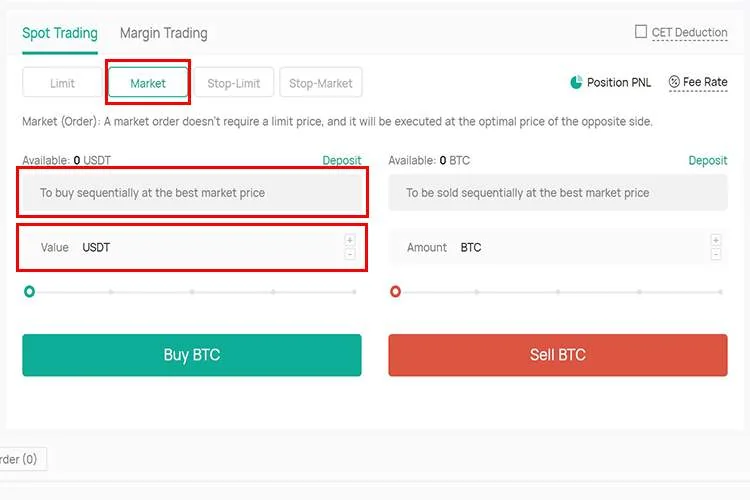آموزش پلتفرم تبادل کوینکس معاملات اسپات به روش قیمت بازار