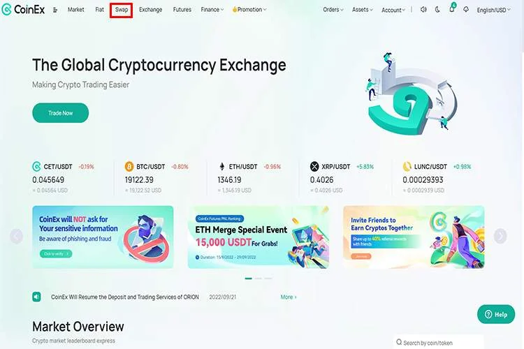آموزش پلتفرم تبادل کوینکس استفاده از Swap و تبدیل کوینها به یکدیگر