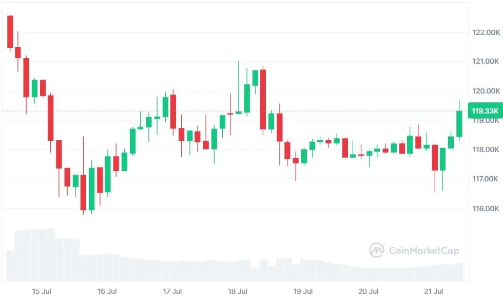 رابرت کیوساکی: با ترکیدن حبابها، قیمت بیت کوین هم سقوط میکند نمودار ۷ روزه قیمت بیت کوین